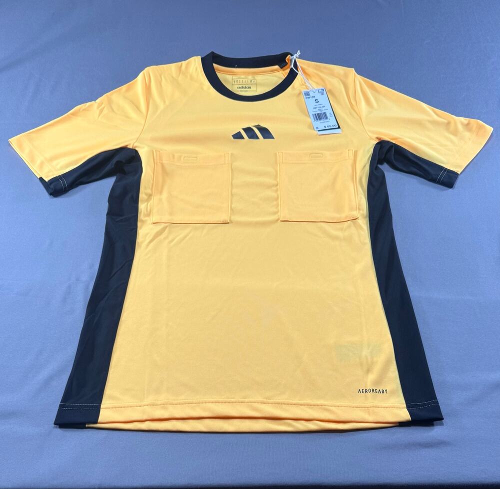 Adidas Aeroready Referee Soccer Jersey Bright Yellow Black NWT MSRP $65 Size S